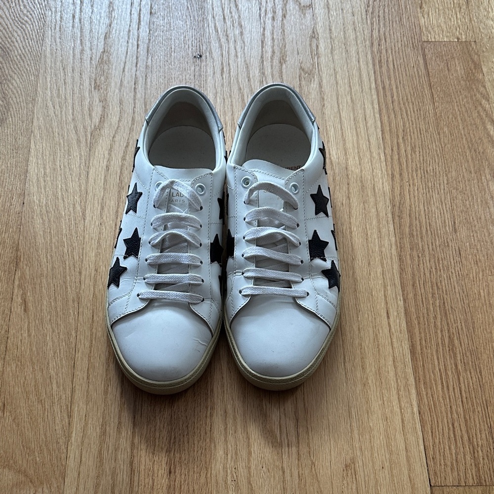 Saint Laurent White and Black Star Sneakers